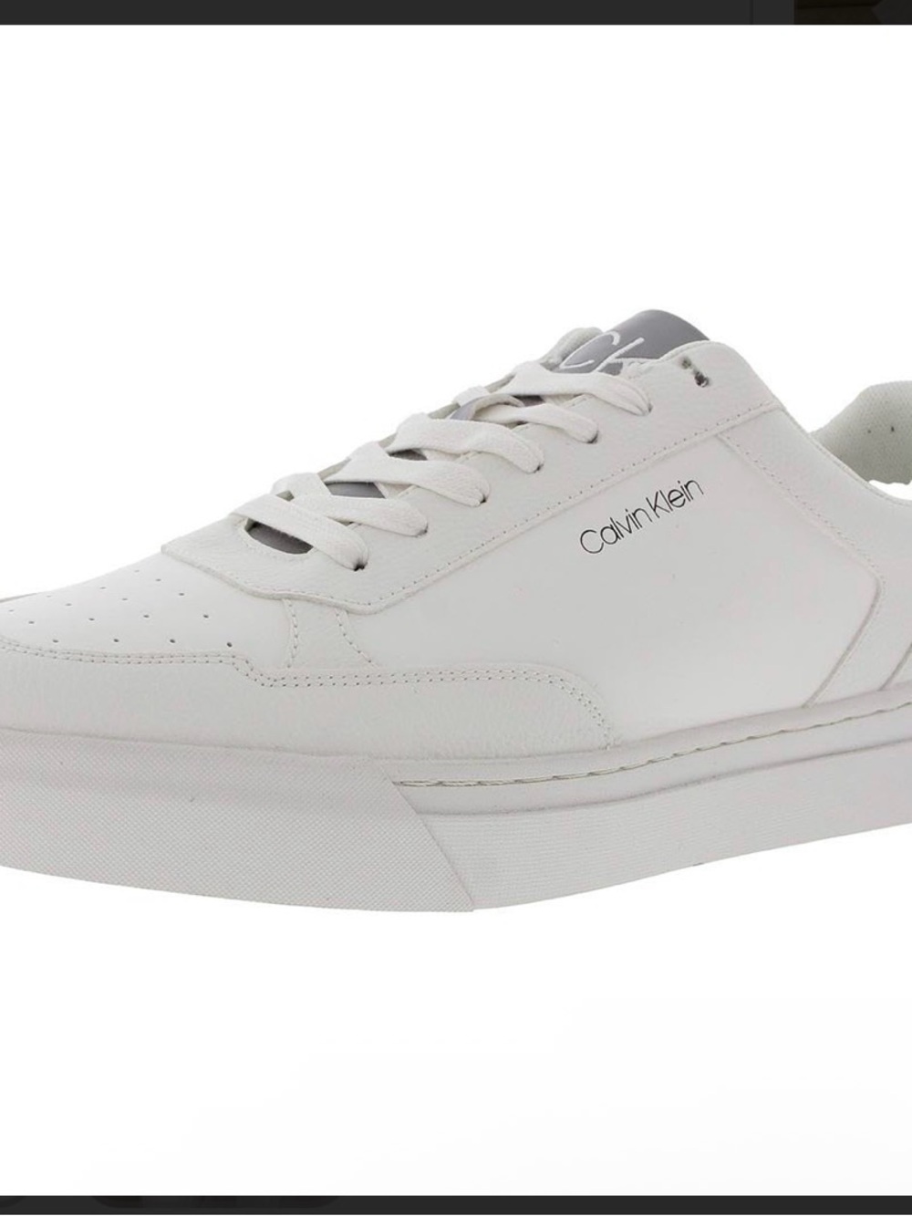 Calvin Klein Men's White Low-Top Leather Trainer with Subtle Logo